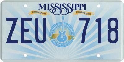 MS license plate ZEU718