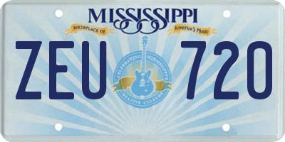 MS license plate ZEU720