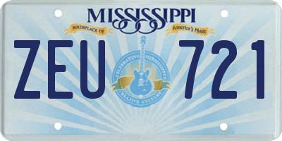 MS license plate ZEU721
