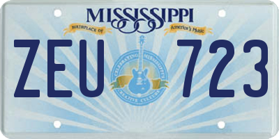 MS license plate ZEU723