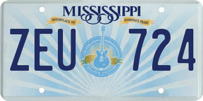 MS license plate ZEU724