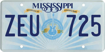 MS license plate ZEU725