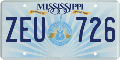 MS license plate ZEU726