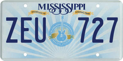 MS license plate ZEU727