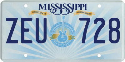 MS license plate ZEU728