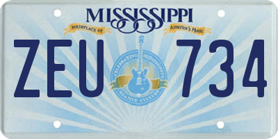 MS license plate ZEU734