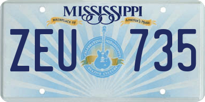 MS license plate ZEU735