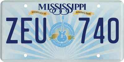 MS license plate ZEU740