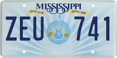 MS license plate ZEU741