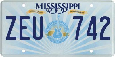 MS license plate ZEU742