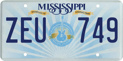MS license plate ZEU749