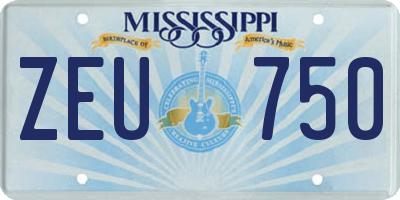 MS license plate ZEU750
