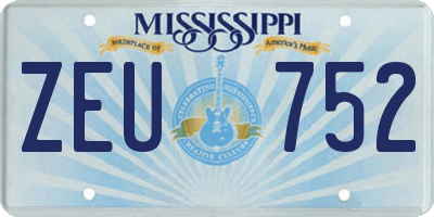 MS license plate ZEU752