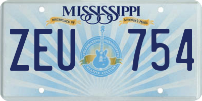MS license plate ZEU754