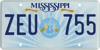 MS license plate ZEU755