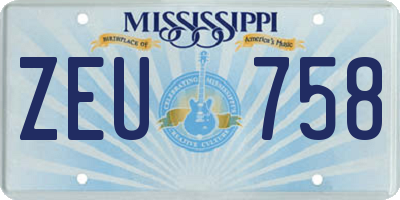 MS license plate ZEU758