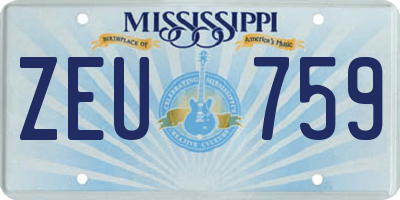 MS license plate ZEU759
