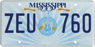 MS license plate ZEU760