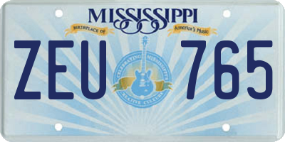 MS license plate ZEU765