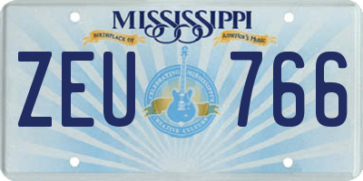 MS license plate ZEU766