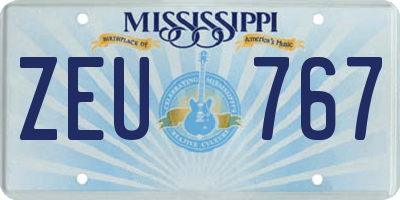 MS license plate ZEU767