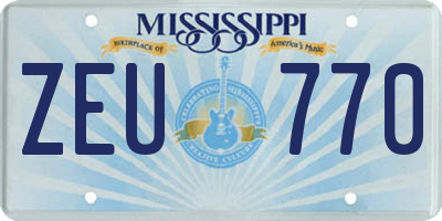MS license plate ZEU770