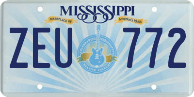 MS license plate ZEU772
