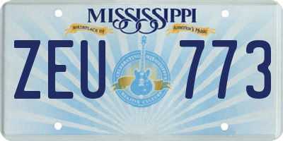 MS license plate ZEU773
