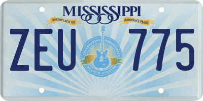 MS license plate ZEU775