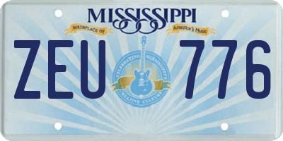 MS license plate ZEU776
