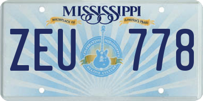 MS license plate ZEU778