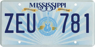 MS license plate ZEU781