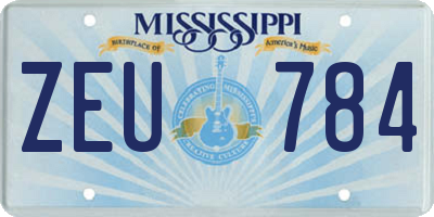 MS license plate ZEU784