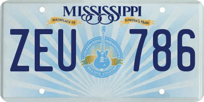 MS license plate ZEU786