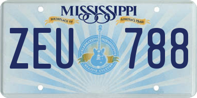 MS license plate ZEU788