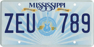 MS license plate ZEU789