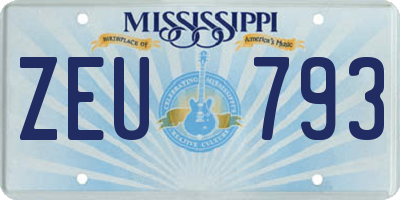 MS license plate ZEU793