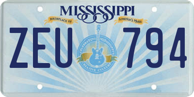 MS license plate ZEU794