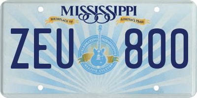MS license plate ZEU800