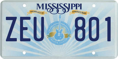 MS license plate ZEU801