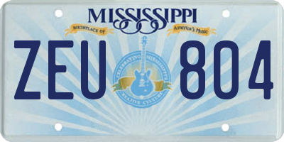 MS license plate ZEU804