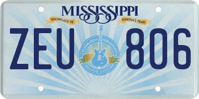 MS license plate ZEU806