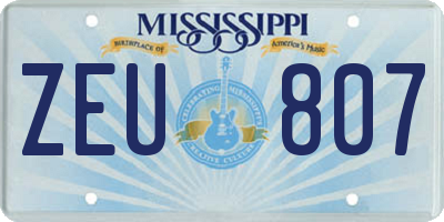 MS license plate ZEU807