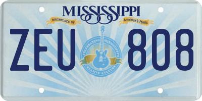 MS license plate ZEU808