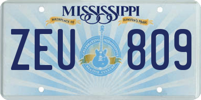 MS license plate ZEU809