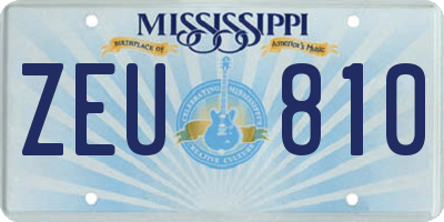 MS license plate ZEU810