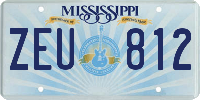 MS license plate ZEU812