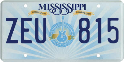 MS license plate ZEU815