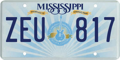 MS license plate ZEU817