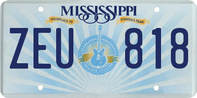 MS license plate ZEU818
